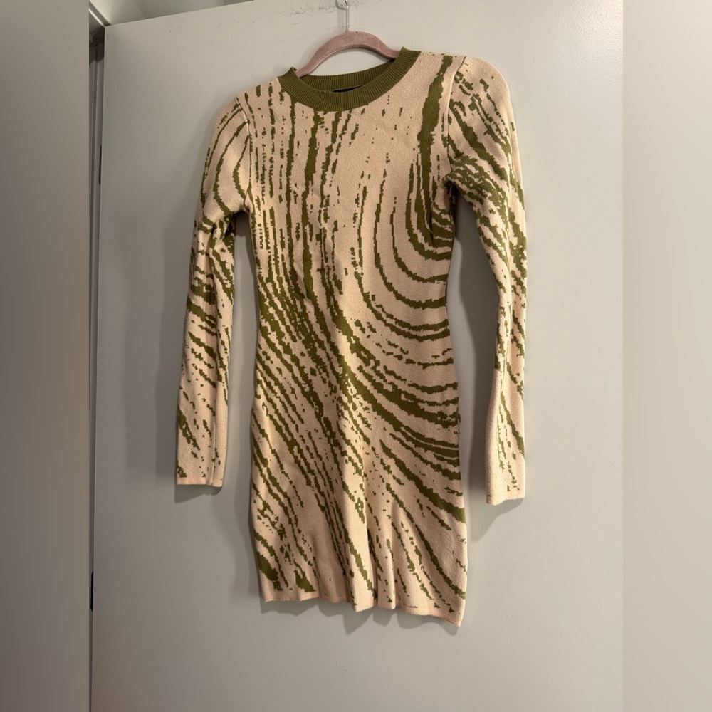 Blue Blush Olive and Beige Sweater dress